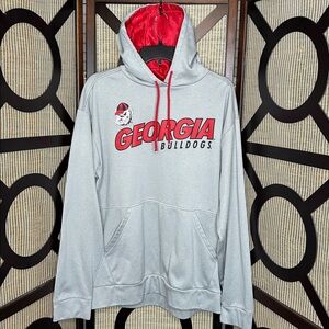Georgia Bulldogs Hoodie Mens Large Gray Red Football Champion Sweatshirt Adult